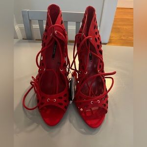 Zara Suede Tie-up Heels